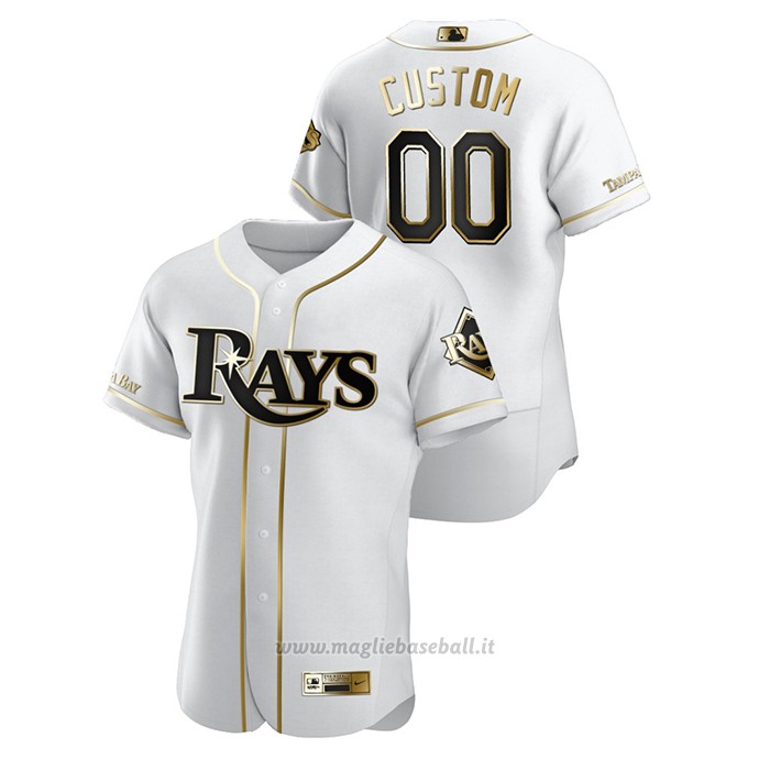 Maglia Baseball Uomo Tampa Bay Rays Personalizzate Golden Edition Autentico Bianco